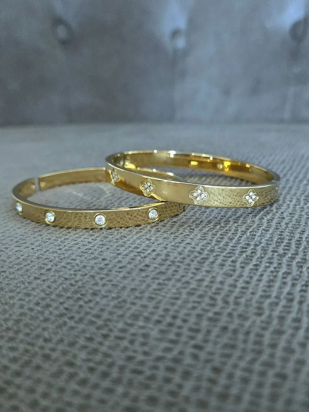 Set of Two✌️ Hinged Bangle Bracelets with Bezel Set Cubic Zirconias - NWOT